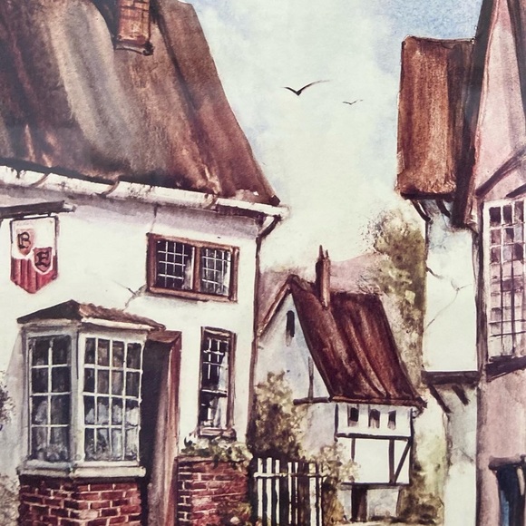 Cottage Core Fall Print of Cobblestone Streets - Picture 1 of 8